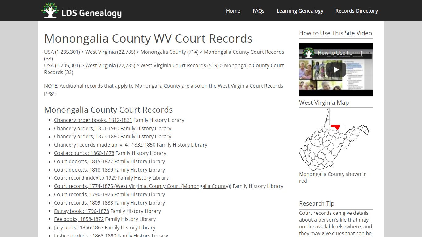 Monongalia County WV Court Records - ldsgenealogy.com